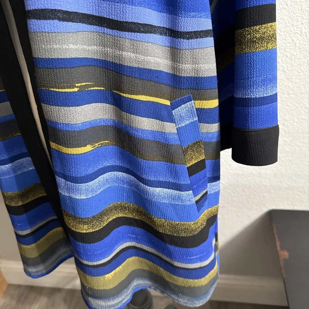 Linea by Louis Dell'Olio Women Blue Striped  Cardigan‎ Jacket Sz Medium Workwear